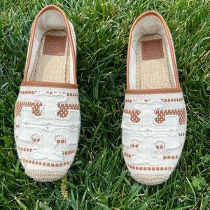 Tory Burch Brown and Cream Woven Espadrille (size 9)